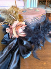 Victorian dickens Era Womens Hat W  Flowers Feathers Lace And Ribbon Brown black
