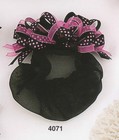Nwt Girls Hot Pink Polka Dot   Black  Chiffon Snood Ballet Bun Holder 3  Across 