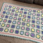 Vintage Crochet Granny Square Afghan Throw Blanket Handmade Cottagecore