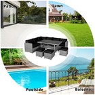 Patiojoy 7 Pcs Patio Rattan Dining Set Sectional Sofa Couch Outdoor Deck Black
