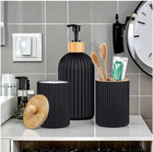 3pcs Luxury Black Bathroom Accessory Set Soap Dispenser Toothbrush Holder Decor