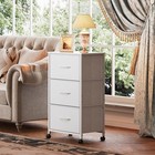 Dresser W  3 Drawer   Wheels fabric Nightstand cabinet organizer Storage Dresser