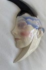1981 Ceramic Art Mask By  Maui Artist Will Herrera Crescent Moon Twilight Face