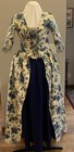 Med  Outlander  Colonial   Blue Jacobean Cotton Canvas Over Dress  Gown  Nwot