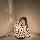 Vintage Tiffany Style White Swan Stained Glass Table Lamp 11  Accent Night Light