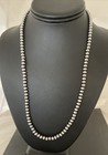 Native American 5mm Sterling Silver Beads Navajo 21  Hook   Eye Cone Necklace
