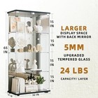 Glass Display Cabinet 4-shelf With 2 Door Lock  Mirror Tempered Glass Bookcase