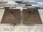 Vtg  Cast Iron Japanese Pagoda Hanging Candle Porch Lantern Lamp Dragonfly Pair
