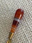 Vintage Carnelian Agate   Brass Letter Opener 3 75  Mini Desk Knife
