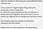 Sons Of Anarchy  Soa Production Used Freedom Ring W studio Coa