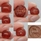 Ancient  Carnelian Intaglio Bead Ram Engraved Red Agate Seal Pendant Roman