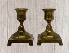 Pair Of Vintage Antique Brass Turned Stem Candlestick Candle Holders India 4 