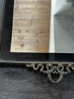 Vtg Ornate Vanity Mirror Tray Velvet Back Gold Filigree Hollywood Regency