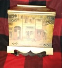 Vintage Street Scene Wooden Box - Wood Chest 13 5 x10 x9 