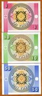 Fractional Set  Kyrgyzstan  1 10 50 Tyiyn   Nd  1993   P-1-2-3  Ex-ussr  Unc