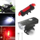 Led Bicycle Headlight Bike Front Rear Lamp Cycling Safety Usb Rechargeable 2pcs