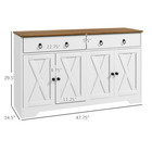 Kitchen Storage Sideboard  Buffet Cabinet With Barn Doors  White