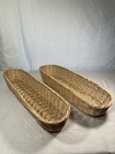 French Baguette Bread Wicker Woven Basket Pair Vintage