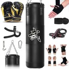 4ft Heavy Punching Bag Set With 12oz Gloves - Mma Kickboxing Home Gym Equipment