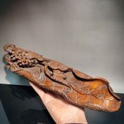 Vintage Wooden Ornament Carving Figurines Grape Leaves Statue Boxwood Home Decor