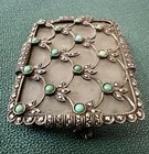 Art Nouveau Signed Theodore Fahrner Frosted Glass Sterling Marcasite Brooch