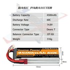 2pcs 14 8v 4s 4500mah Lipo Battery For Rc Deans Car Truck Drone Helicopter Fpv
