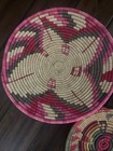 3 Woven Seagrass Ethnic Native Boho Basket Bowls Art Pink 12  12   9    Wide