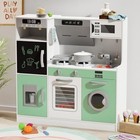  Play Kitchen With Realistic Lights   Sounds  Wooden Kitchen Playset With Green