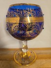 Vintage Antique Gilt Decorated Bohemian Art Glass 11  Chalice Vase