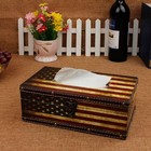 Wooden Tissue Box Cover Holder - Vintage Flag Style Classical Napkin Box For    