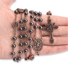 Copper St Michael Rosary Hematite Stone Beads Necklace Metal Beaded Glory Beads