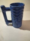 Island Heritage Blue Ceramic 6  Tall Tiki Mug Handle Stein  