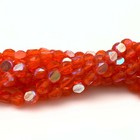 International Ab Finish Oval Table Cut Orange Czech Glass Beads  7x8mm   ocg99 
