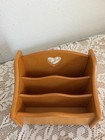 Wood Lazy Susan Storage Organizer  3 Compartments  Heart Cutout Vintage
