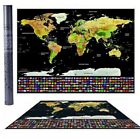 Scratch Off World Map With Flags Poster  Black And Gold- 32 x23  Extra Large 