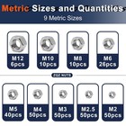 Zqz 510 Pcs Sae   Metric Stainless Steel Hex Nut Assortment Kit Hardware Set
