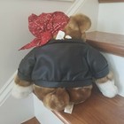 Dan Dee Collectors Choice Biker Bulldog Plush Faux Leather Jacket Bandana 18 