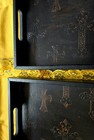 Gothic Medievil Black Wood Trays With Embossed Crosses Religious Ritual Items
