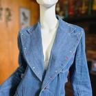 Vtg 70s Rhinestone Cowboy Bellbottom Western Denim Country Music Suit Mens S m