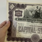 Marconi Wireless Telegraph Co Of America Stock Certificate 100 Shares 1929
