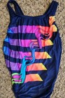 Vintage 80 s 90 s Speedo Retro Neon Rainbow One Piece Swimsuit 12   36 Usa
