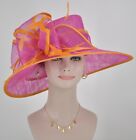 Church Kentucky Derby Carriage Tea Party Wedding Wide Brim Sinamay Hat 12 Colors