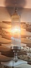 Pair Vintage Art Deco Nickel Brass   Glass Rod Light Fixture Wall Sconces Lamp