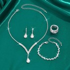 Bridal Wedding Jewelry Set Silver Rhinestone Necklace Earrings Sets Formal 