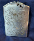 Vtg Pailunmaching Works  255 Combo Cigarette Lighter Case Dragon Silver Tone