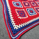 Afghan Throw Blanket 60 Granny Squares 4th Of July Colors 79x50 Handmade