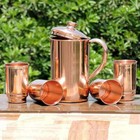 100  Pure Copper Pitcher And Tumblers Handmade  Water Pitcher And 4 Glasses