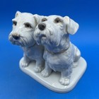 Germany Porcelain Figurine Of A Pair Of Sealyham Terrier Dogs On A Plinth