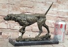 Signed Milo Bronze Foxhound Dog Sculpture Statue Hand Made Marble Base Decor Art