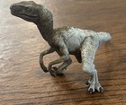 Vintage Papo Dinosaurs Brown Grey Velociraptor Figure Movable Jaw 2003 5    Rare